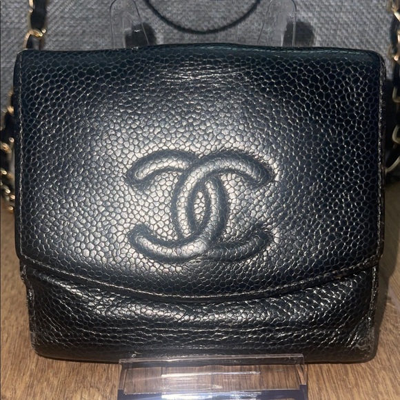 Chanel Caviar Skin Leather Bi-fold Wallet Black - Picture 1 of 14